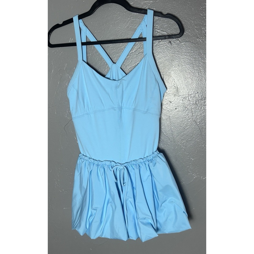 Free People Movement Robins Egg Blue Tennis Dress W/shorts & Shelf Bra Size M